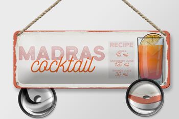 Signe en étain recette Madras recette de Cocktail Vodka 27x10cm décoration 2