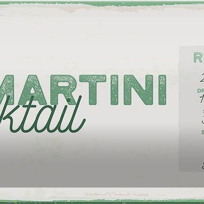 Tin Sign Recipe Sage Martini Cocktail Recipe 27x10cm Decoration