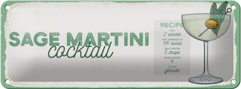 Signe en étain recette sauge Martini Cocktail recette 27x10cm décoration 1