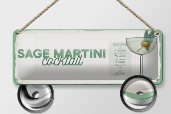 Signe en étain recette sauge Martini Cocktail recette 27x10cm décoration 2