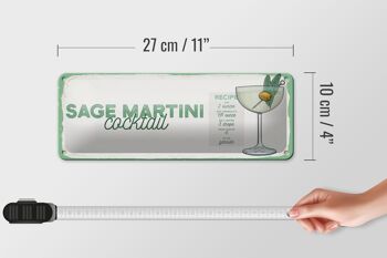 Signe en étain recette sauge Martini Cocktail recette 27x10cm décoration 4