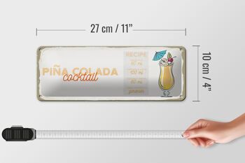 Signe en étain recette Pina Colada recette de Cocktail 27x10cm décoration 4