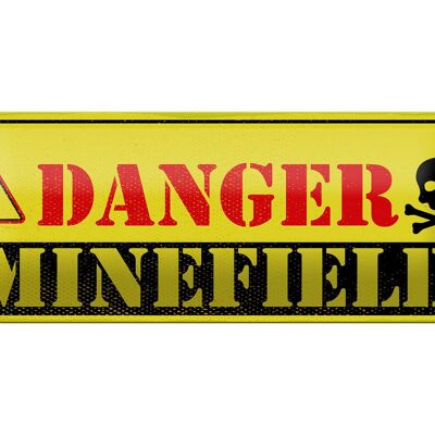 Cartel de chapa, advertencia, peligro, campo minero, campo minero, decoración de 27x10cm
