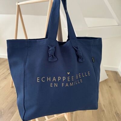 Lily navy tote bag "Echappée Belle en famille"