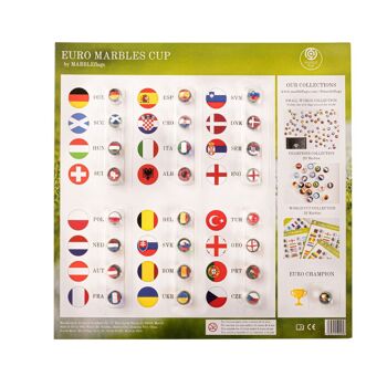 MARBLEFLAGS Euro Cup Collection 25 billes en verre pour enfants avec drapeaux des pays de la Coupe du monde. 16 mm Idéal pour les circuits de billes et les courses de billes… 1