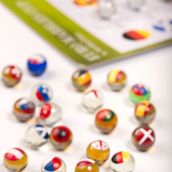 MARBLEFLAGS Euro Cup Collection 25 billes en verre pour enfants avec drapeaux des pays de la Coupe du monde. 16 mm Idéal pour les circuits de billes et les courses de billes… 2