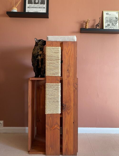 Arbre à chat en bois, robuste et esthétique, fait main, griffoir pour chats, tour pour chats, meubles pour chats, cadeaux pour chats