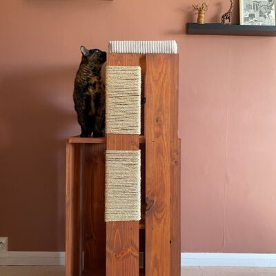 Arbre à chat en bois, robuste et esthétique, fait main, griffoir pour chats, tour pour chats, meubles pour chats, cadeaux pour chats