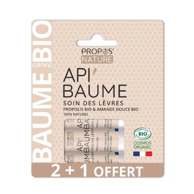 CONFEZIONE DA 3 STICK LABBRA BIO API'BAUME - PROPOLI E BURRO DI KARITÈ - 3x3,7G