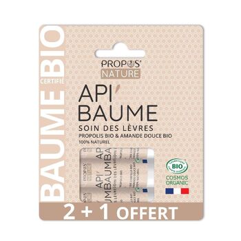 LOT DE 3 STICKS A LEVRES API'BAUME BIO - PROPOLIS & BEURRE DE KARITE - 3x3,7G 1