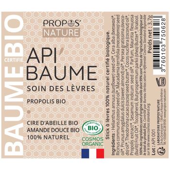 LOT DE 3 STICKS A LEVRES API'BAUME BIO - PROPOLIS & BEURRE DE KARITE - 3x3,7G 4