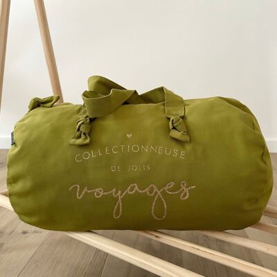 Avocado green duffel bag - Collector of Jolis Voyages