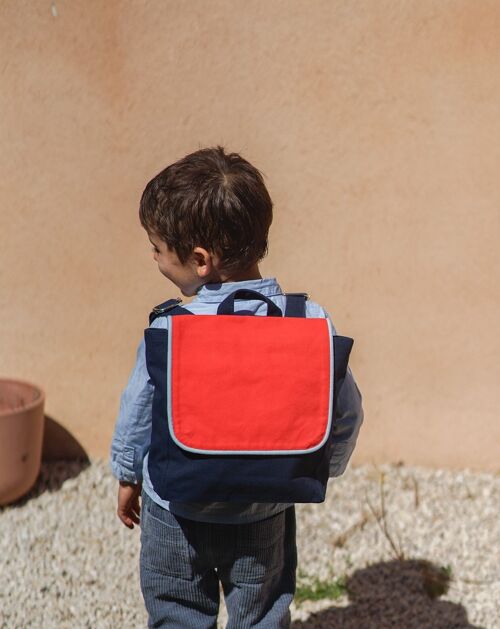 SAC A DOS ENFANT RECTANGLE ROUGE / BLEU MARINE