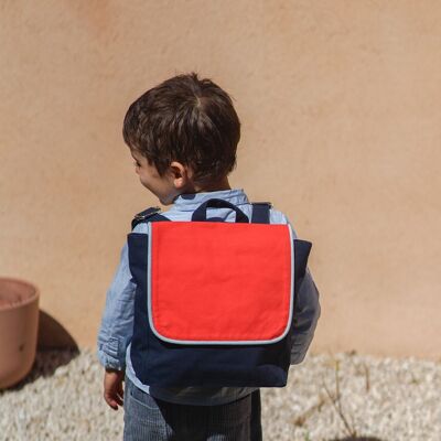 CHILDREN'S RECTANGLE RED / NAVY BLUE BACKPACK