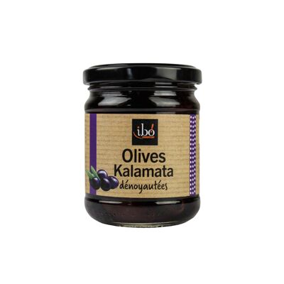 Entkernte Kalamata-Oliven in Salzlake