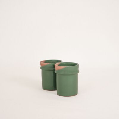 Kaffeetasse aus grüner Keramik, 10 cl