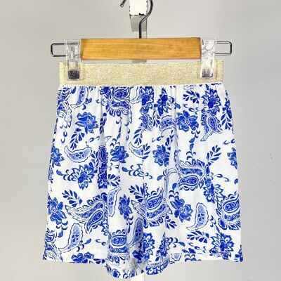 Bohemian printed shorts with golden waist for girls