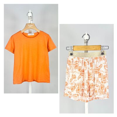Ensemble t-shirt en coton et short imprimé bohème pour fille