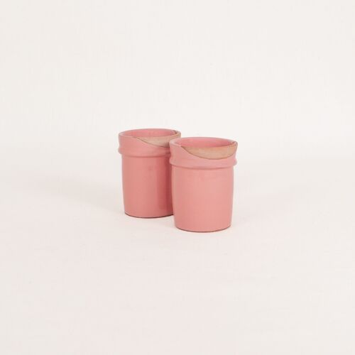 tasse a café en poterie rose - 10cl-