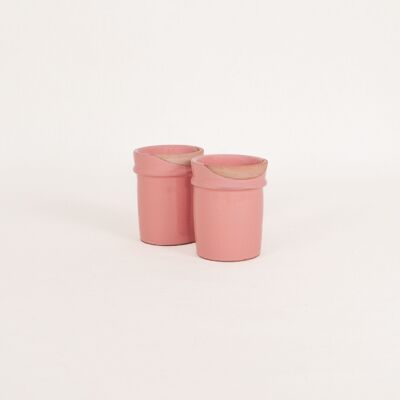 pink pottery coffee cup - 10cl-
