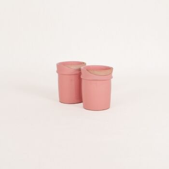 tasse a café en poterie rose - 10cl- 1