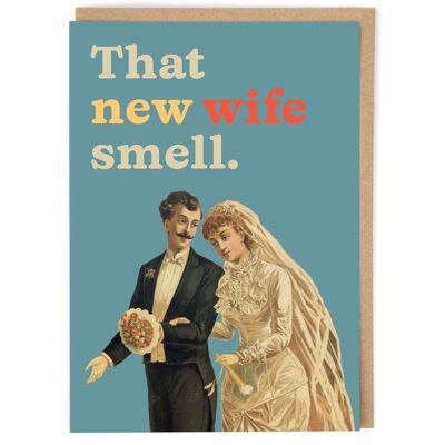 Tarjeta de boda con olor a nueva esposa