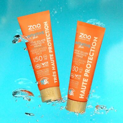 Crème solaire visage hydratante - SPF 30 & 50 - 100% naturelle, biologique et vegan