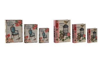 COFFRET LIVRE SET 3 TOILES 22X7.5X30 FLORAL 2 ASSORTIMENTS. CG210436 1