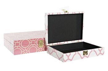 COFFRET SET 2 TOILE BOIS 29X21X8 ORANGE LD195393 3