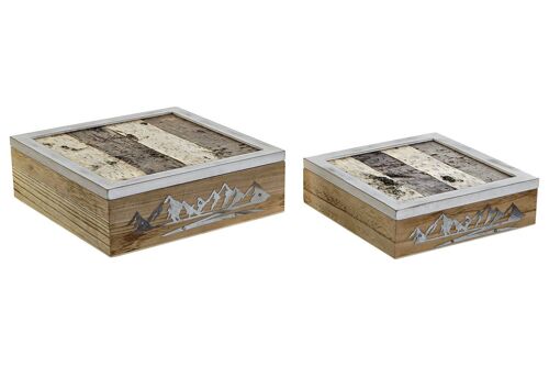 CAJA SET 2 MADERA MDF 24X24X7,5 NATURAL MARRON LD177583