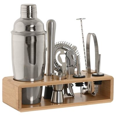 COCKTAIL SHAKER SET 10 STAINLESS BAMBOO 26X10.5X25 NATURAL RC212151