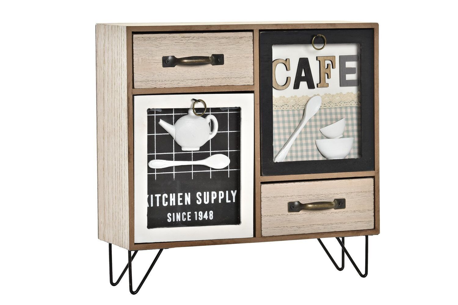 CASSETTO MDF METALLO 30X10X29 CAFE VICHY VERDE MENTA PC196446