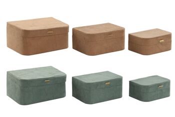 COFFRET 3 POLYESTER 23X17X10 VELOURS CÔTELÉ 2 SURT. JO209902 1