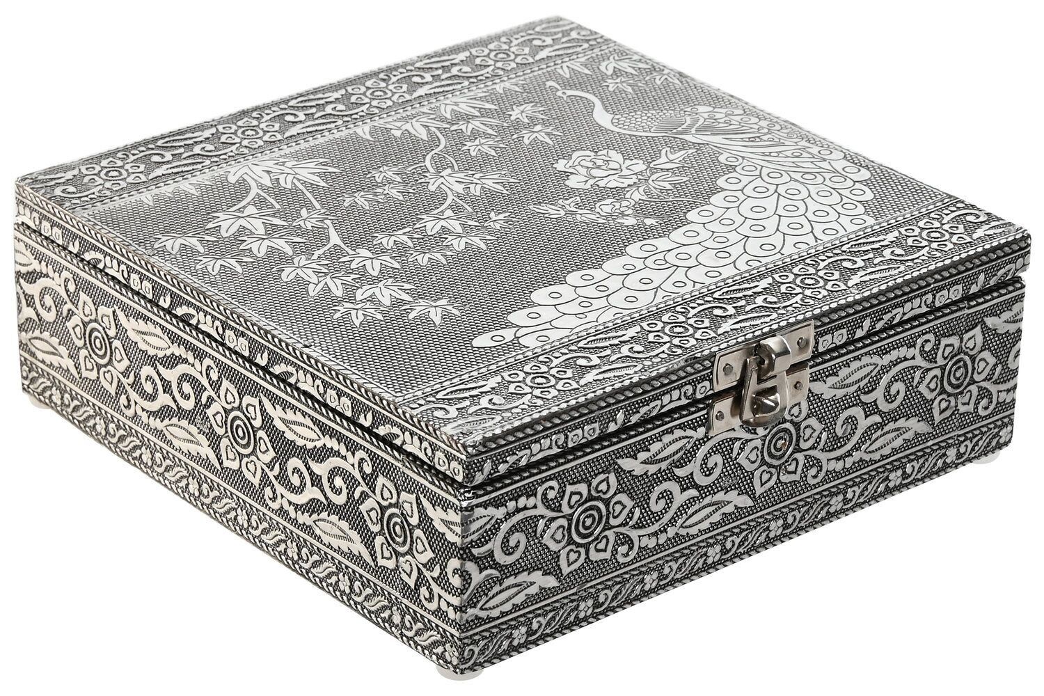 PORTAGIOIE LEGNO ALLUMINIO 18X18X6 ARGENTO PAVONE JO211644