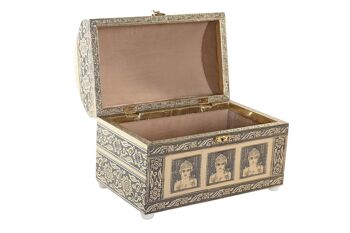 COFFRET A BIJOUX BOIS ALUMINIUM 25X15,5X18 BOUDDHA CHAMPAGNE JO201090 1