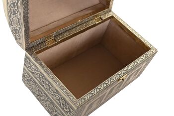 COFFRET A BIJOUX BOIS ALUMINIUM 25X15,5X18 BOUDDHA CHAMPAGNE JO201090 2