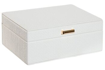 BOITE A BIJOUX PU 18X7X12 BLANC JO213053 3