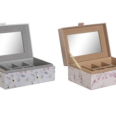 COFFRET A BIJOUX VERRE PU 18X12.5X7.5 2 ASSORTIMENTS. LD206677