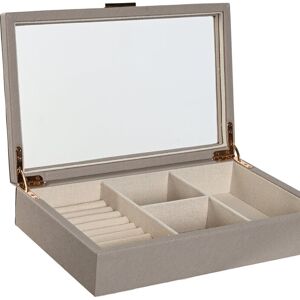 BOITE A BIJOUX VERRE PU 29,5X19,5X6 BEIGE JO213051