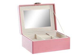 COFFRET A BIJOUX PU MDF 17X13X8,5 ROSE JO200625 1