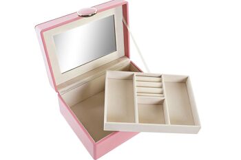 COFFRET A BIJOUX PU MDF 17X13X8,5 ROSE JO200625 2