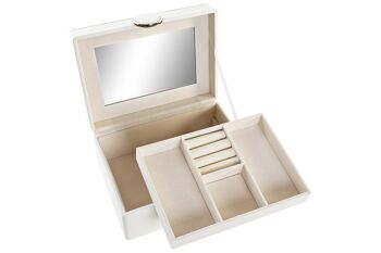 COFFRET A BIJOUX PU MDF 17X13X8,5 IVOIRE JO200623 2