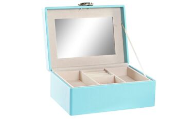 COFFRET A BIJOUX PU MDF 17X13X8,5 VERT MENTHE JO200629 1