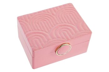 BOITE A BIJOUX PU MDF 23X17X10 ROSE JO200624 3