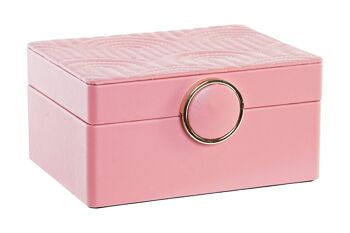 BOITE A BIJOUX PU MDF 23X17X10 ROSE JO200624 4