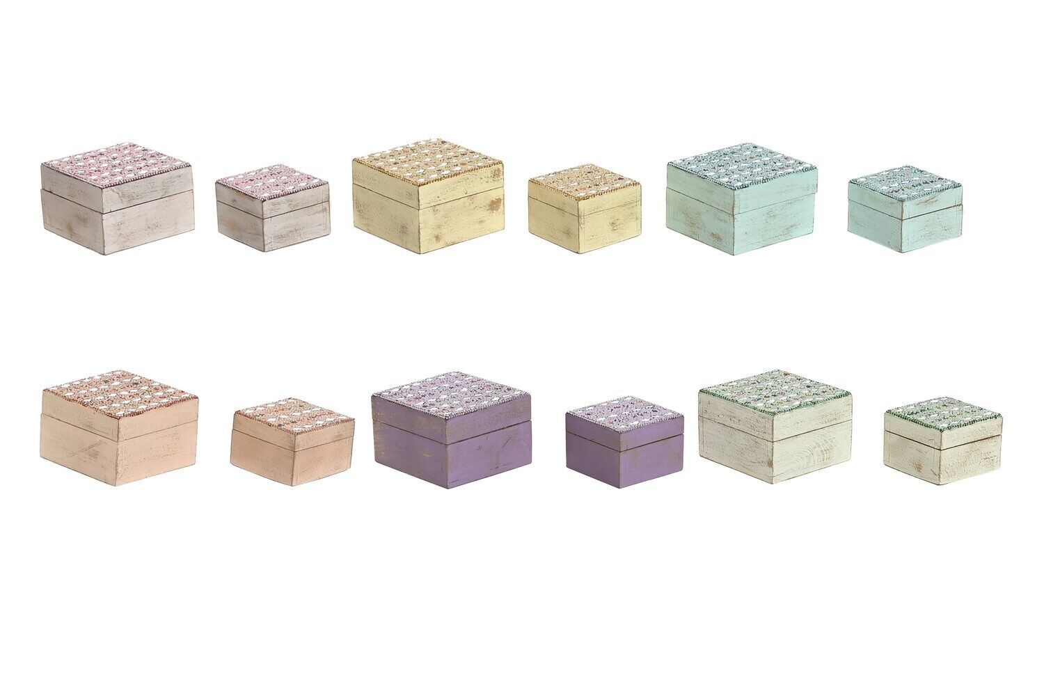 SCATOLA PER GIOIELLI SET 2 MANICI IN ACRILICO 10X10X6 6 ASSORTIMENTO JO212442