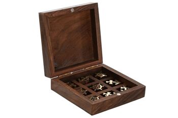 JEU 2 ACACIA 10X10X4 TIC TAC TOE MARRON JM211622 1