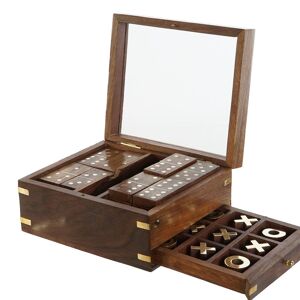 JEU SET 3 VERRE SHEESHAM 15X15X7 DOMINO MARRON JM209020