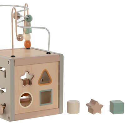 GIOCATTOLO IN LEGNO METALLO 16,5X16,5X20 CUBO ATTIVITÀ JE210537