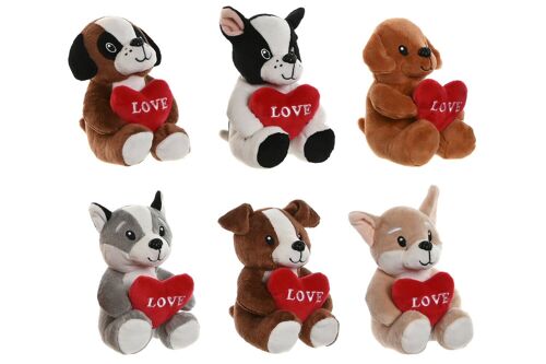 PELUCHE POLIESTER 10X8X14 PERRO CORAZON 6 SURT. PE212719